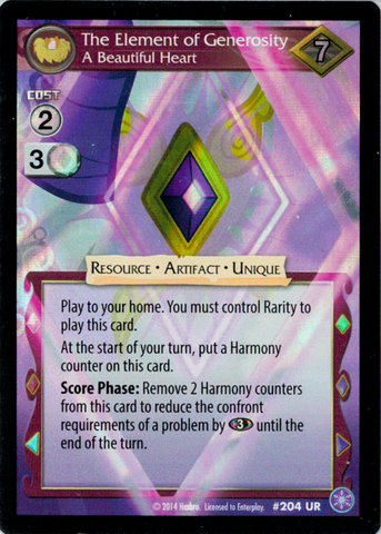 MLP CCG Crystal Games #204 UR The Element of Generosity, A Beautiful Heart