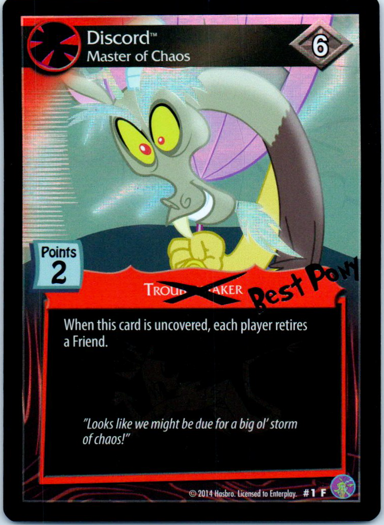 discord yugioh card MLP CCG Absolute Discord 1F Discord Master of Chaos Stamped "Best Pony – Pack Breakers