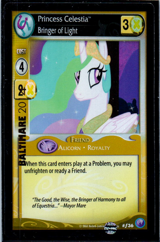 MLP CCG Canterlot Nights F36 Princess Celestia Bringer of Light Stamped "Baltimare 2014"