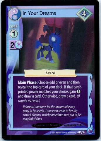 MLP CCG Canterlot Nights PF4 In Your Dreams Stamped "Pre-release '14"