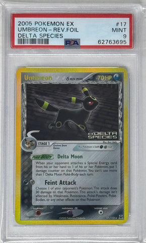 UMBREON-REVERSE FOIL 2005 EX DELTA SPECIES 17/113 PSA 9