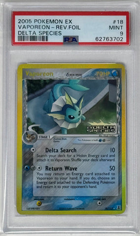 Vaporeon EX Delta Species 18/113 Reverse Holo PSA 9